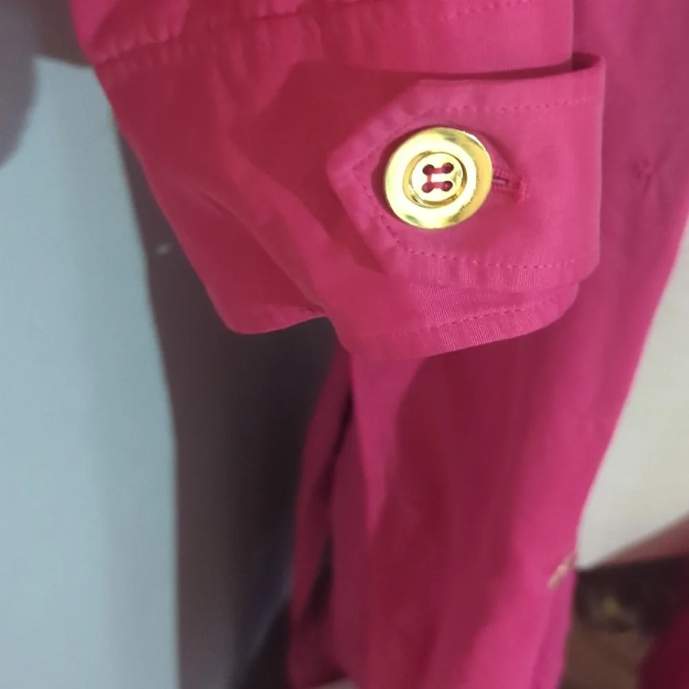 International Concepts Pink Trench Coat with Gold Buttons Size XL - Picture 6 of 10